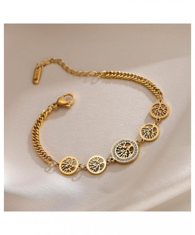 18K Gold Plated 316L Stainless Steel Jewelry Vintage Life Tree Charm Bracelets For Women Style A $8.54 Bracelets