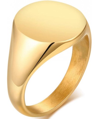 Stainless Steel Classical Simple Plain Round Signet Style Pinky Wedding Statement Promise Anniversary Ring Gold $8.39 Rings