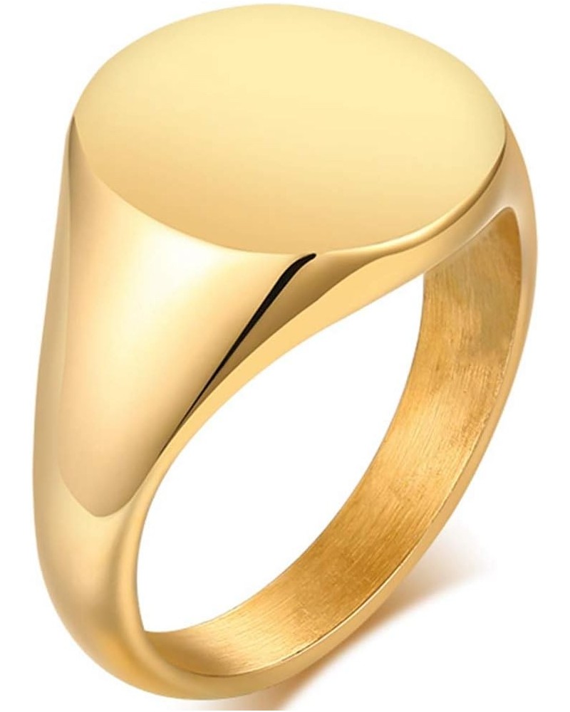 Stainless Steel Classical Simple Plain Round Signet Style Pinky Wedding Statement Promise Anniversary Ring Gold $8.39 Rings