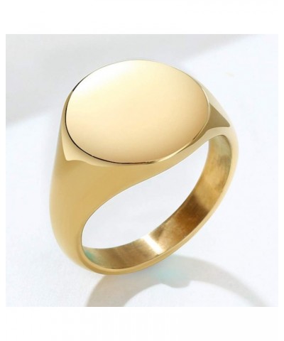 Stainless Steel Classical Simple Plain Round Signet Style Pinky Wedding Statement Promise Anniversary Ring Gold $8.39 Rings