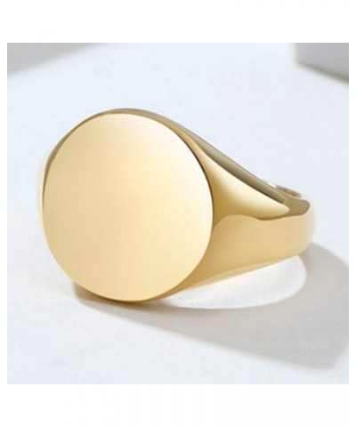 Stainless Steel Classical Simple Plain Round Signet Style Pinky Wedding Statement Promise Anniversary Ring Gold $8.39 Rings