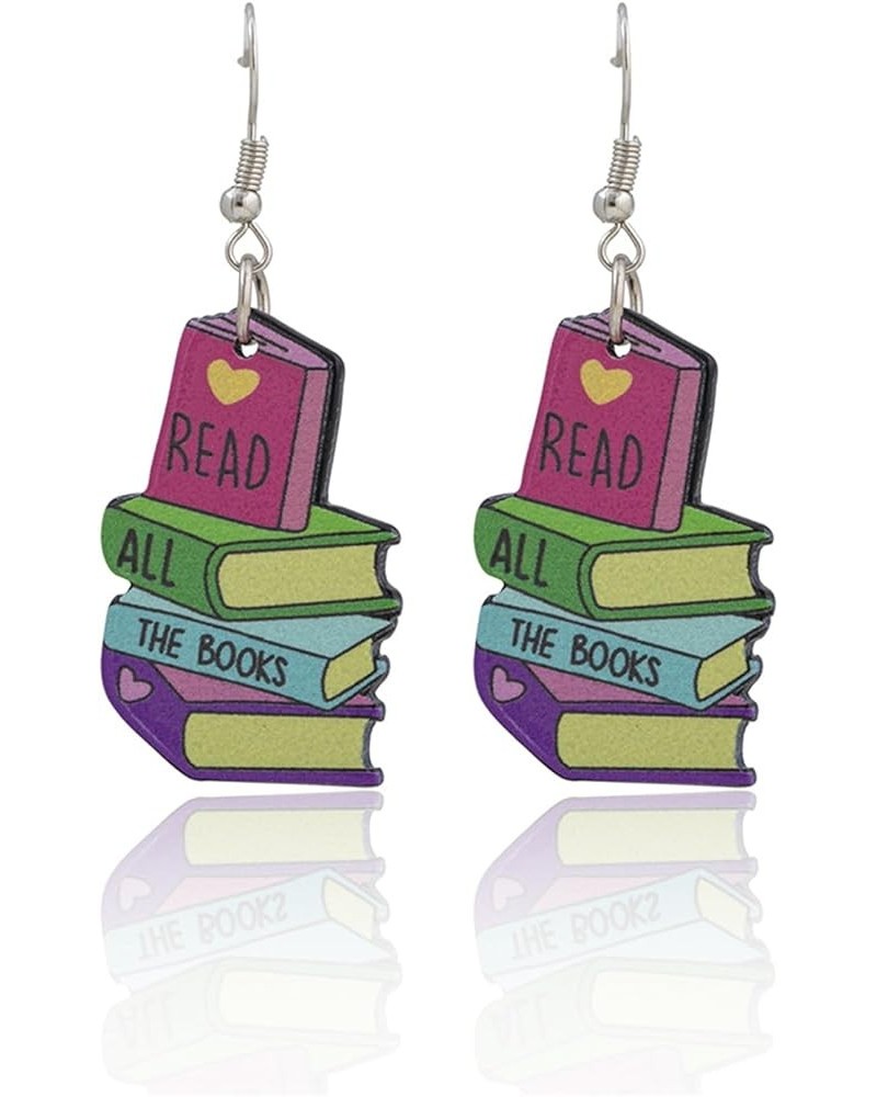 Color Classics Stackable Book Earrings Pencil Earrings Teacher Earrings for Women Girls Handmade Polymer Clay Pencil Book Ear...