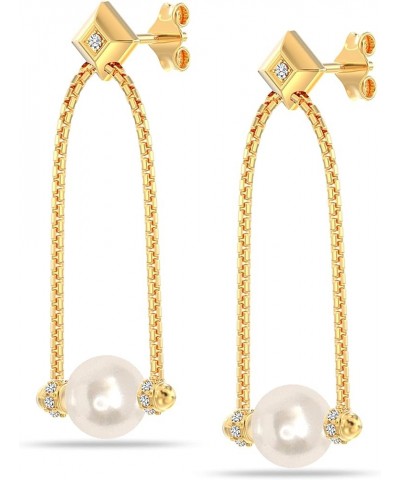 925 Sterling Silver Beaded Charm Pearl Drop Dangle long Earrings for Women Teens Gold-Plated CZ Pearl $14.00 Earrings