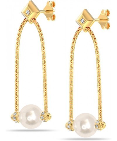 925 Sterling Silver Beaded Charm Pearl Drop Dangle long Earrings for Women Teens Gold-Plated CZ Pearl $14.00 Earrings