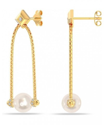 925 Sterling Silver Beaded Charm Pearl Drop Dangle long Earrings for Women Teens Gold-Plated CZ Pearl $14.00 Earrings