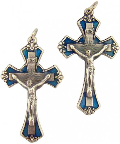 Lot of 2 Silver Tone Blue Enamel 1 7/8 Inch Crucifix Pendant … $6.56 Necklaces