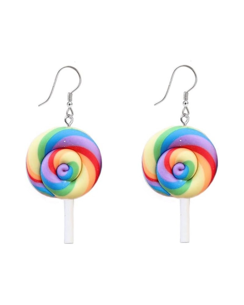 Cute Lollipop Colorful Rainbow Statement Lightweight Halloween Hook Dangle Drop Earrings for Women Teen Girls Little Sensitiv...