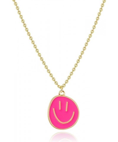 Colorful Smile Pendent Necklace, Christmas Smile Gifts for Girls,14K Gold Plated Chain Necklace Preppy Jewelry Trendy Necklac...