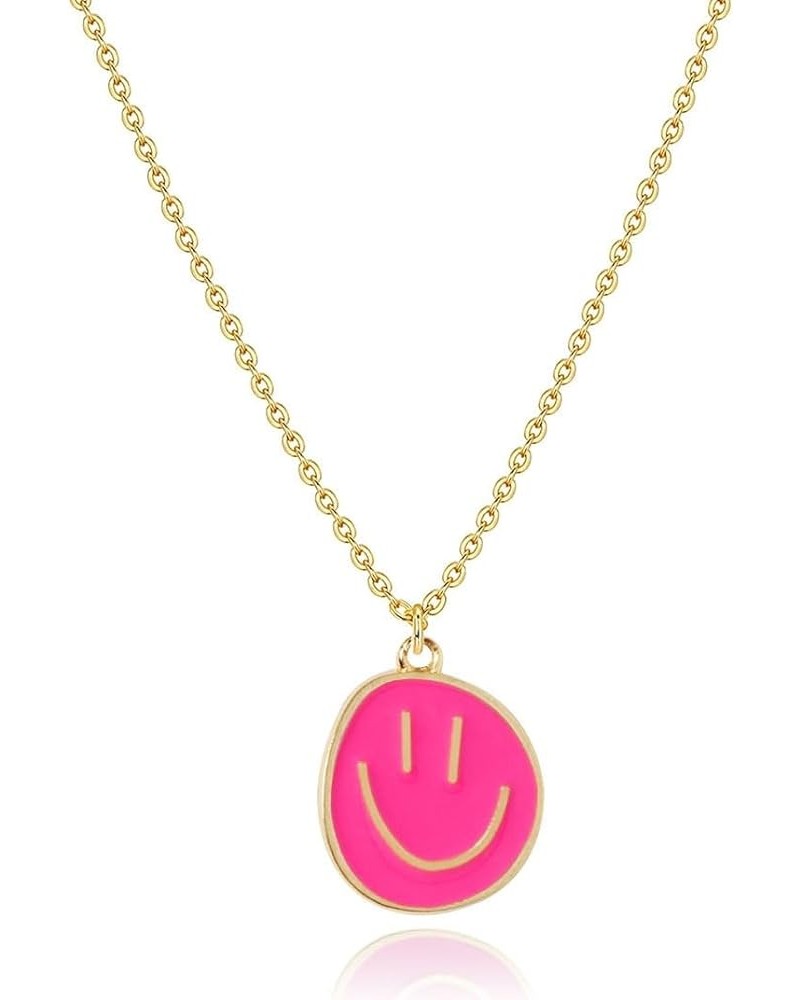 Colorful Smile Pendent Necklace, Christmas Smile Gifts for Girls,14K Gold Plated Chain Necklace Preppy Jewelry Trendy Necklac...