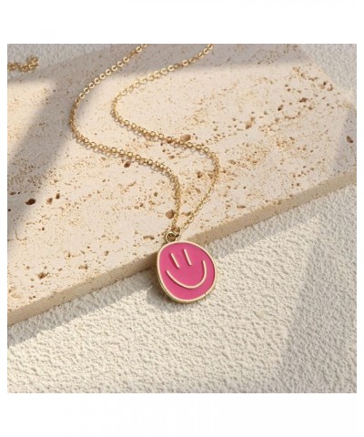 Colorful Smile Pendent Necklace, Christmas Smile Gifts for Girls,14K Gold Plated Chain Necklace Preppy Jewelry Trendy Necklac...