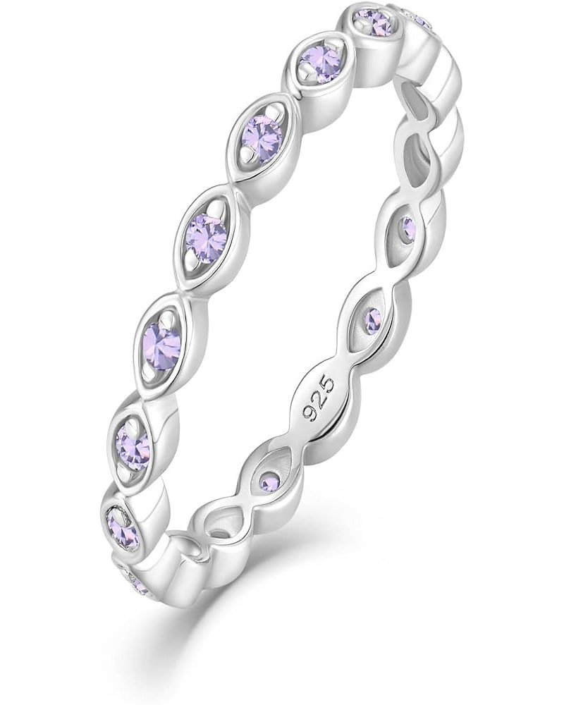 Stackable Ring Sterling Silver Birthstone Eternity Bands for Women 02-amethyst 9 $20.25 Rings