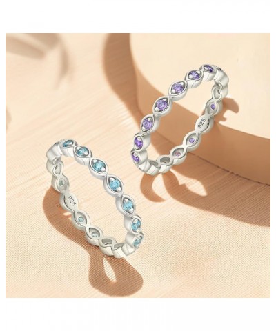 Stackable Ring Sterling Silver Birthstone Eternity Bands for Women 02-amethyst 9 $20.25 Rings