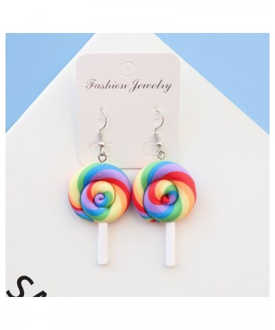 Cute Lollipop Colorful Rainbow Statement Lightweight Halloween Hook Dangle Drop Earrings for Women Teen Girls Little Sensitiv...