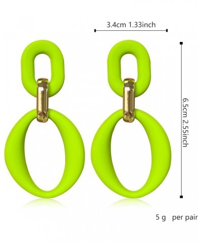 Neon Acrylic oval Earrings Fashion Acrylic Oval Link Hoop Statement Drop Earrings for Women girls Fluorescent Green $5.82 Ear...