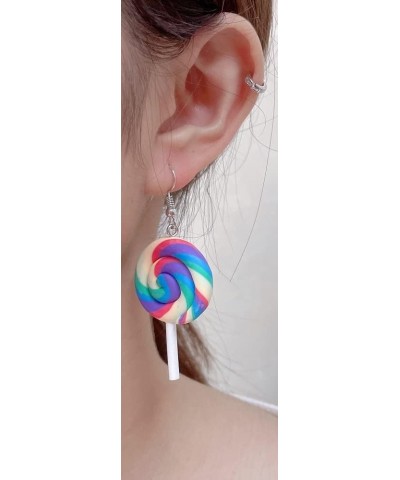 Cute Lollipop Colorful Rainbow Statement Lightweight Halloween Hook Dangle Drop Earrings for Women Teen Girls Little Sensitiv...