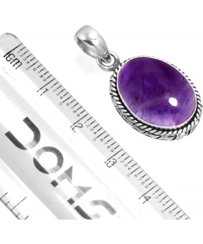 925 Sterling Silver Handmade Pendant for Women 12x16 Oval Gemstone Fashion Jewelry for Gift (99533_P) Amethyst $21.59 Pendants