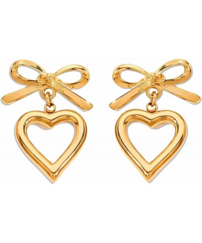 Bow Earrings Gold Bow Earrings for Women Ribbon Earrings Bow Jewelry Bow Heart $7.83 Earrings