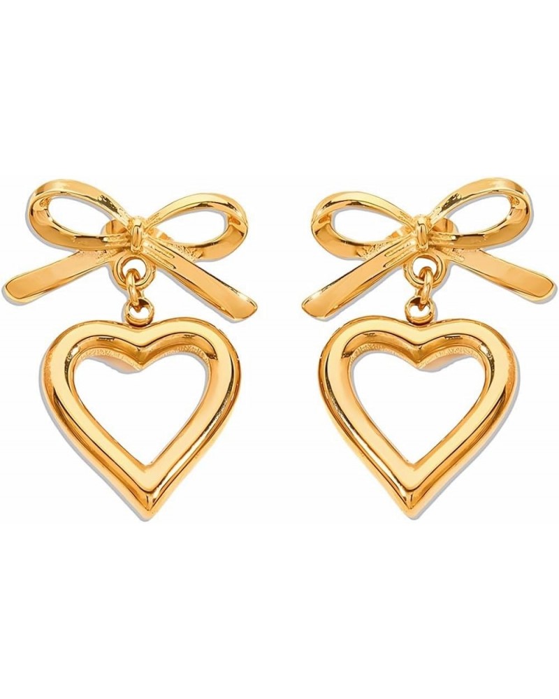 Bow Earrings Gold Bow Earrings for Women Ribbon Earrings Bow Jewelry Bow Heart $7.83 Earrings