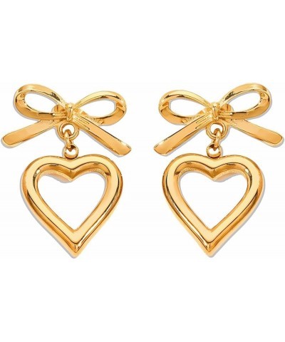 Bow Earrings Gold Bow Earrings for Women Ribbon Earrings Bow Jewelry Bow Heart $7.83 Earrings