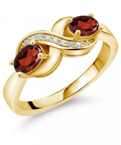 18K Yellow Gold Plated Silver Engagement Ring Oval Garnet and Moissanite (1.21 Cttw) $34.40 Rings