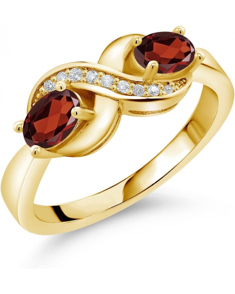 18K Yellow Gold Plated Silver Engagement Ring Oval Garnet and Moissanite (1.21 Cttw) $34.40 Rings