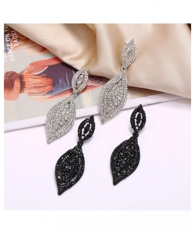 Vintage Rhinestone Teardrop Statement Earrings, Retro Cluster Crystal Statement Drop Dangle Earrings for Women Girls Black $4...