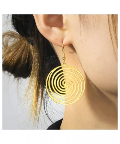 Earrings For Women Girls Celtic Single Spiral Dangle Earrings Stainless Steel Bohemian Style Chic Simple Swirl Drop Earrings ...