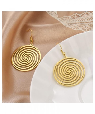 Earrings For Women Girls Celtic Single Spiral Dangle Earrings Stainless Steel Bohemian Style Chic Simple Swirl Drop Earrings ...