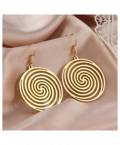 Earrings For Women Girls Celtic Single Spiral Dangle Earrings Stainless Steel Bohemian Style Chic Simple Swirl Drop Earrings ...