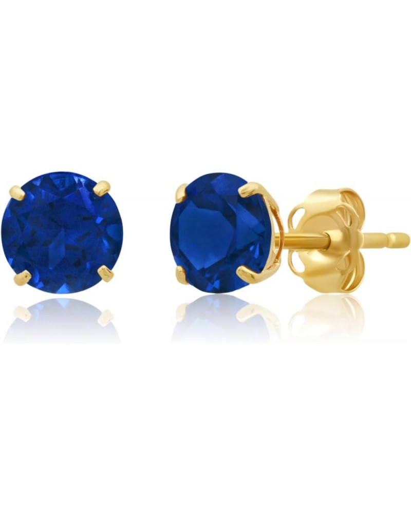 14k Gold Round Stud Earrings for Women | 6mm Birthstone Earrings | Real Gold Gemstone Earrings for Women | Gemstone Stud Earr...