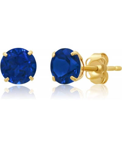 14k Gold Round Stud Earrings for Women | 6mm Birthstone Earrings | Real Gold Gemstone Earrings for Women | Gemstone Stud Earr...