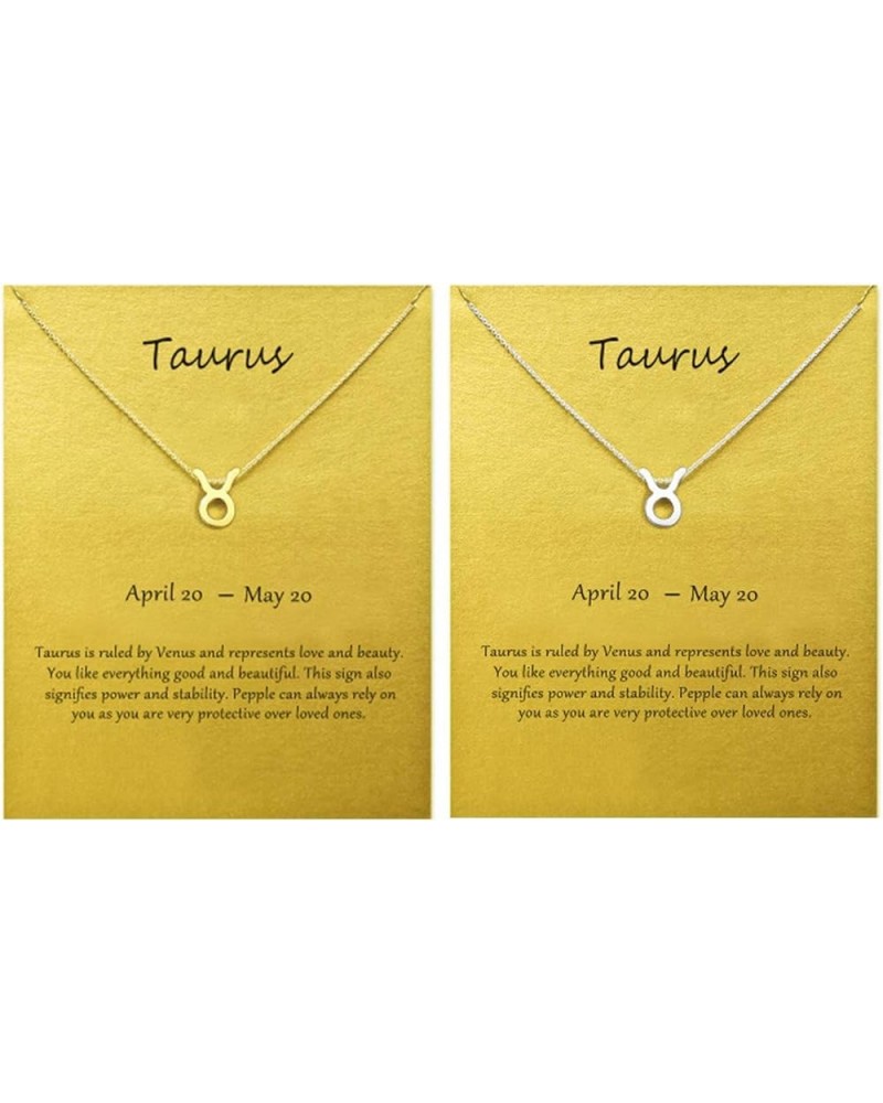 2PCS Zodiac Sign Necklace for Women Stocking Stuffers for Teens 12 Constellation Necklace Cz Astrology Zodiac Gift for Teen G...