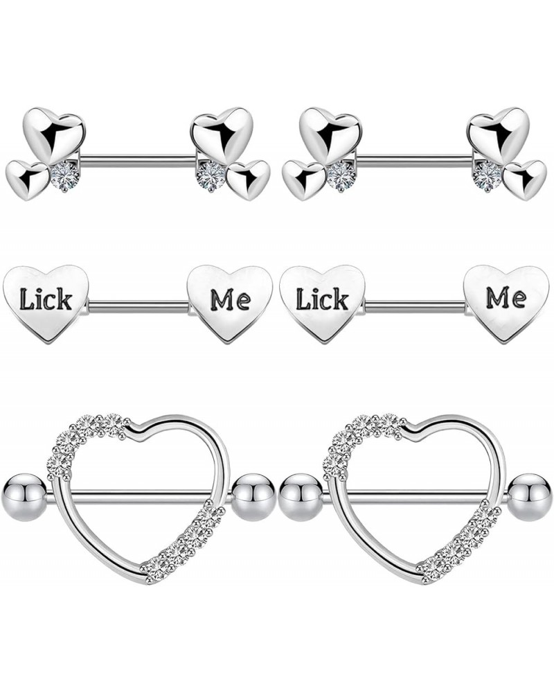 14G Heart Nipple Ring 316L Surgical Steel Letter Nipple Barbells Heart CZ Nipple Barbell Rings Body Piercing Jewelry for Wome...