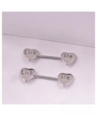 14G Heart Nipple Ring 316L Surgical Steel Letter Nipple Barbells Heart CZ Nipple Barbell Rings Body Piercing Jewelry for Wome...