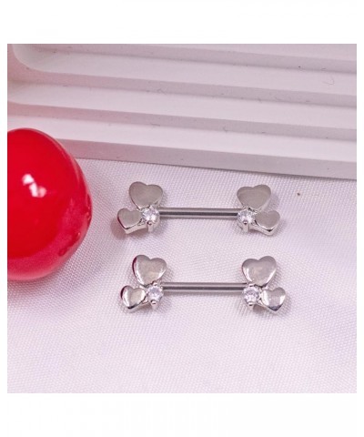 14G Heart Nipple Ring 316L Surgical Steel Letter Nipple Barbells Heart CZ Nipple Barbell Rings Body Piercing Jewelry for Wome...