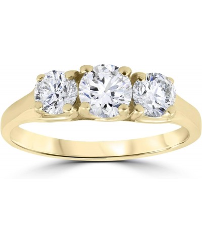 1ct Three Stone Diamond Engagement Womens Anniversary Ring 14k Yellow Gold $274.91 Rings