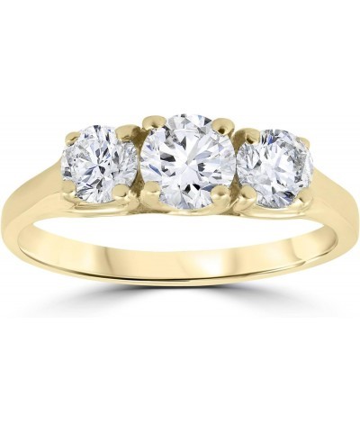 1ct Three Stone Diamond Engagement Womens Anniversary Ring 14k Yellow Gold $274.91 Rings