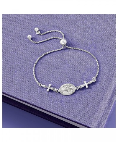 Miraculous Medal Bolo Bracelet Sterling Silver 9.0 Inches $26.24 Bracelets