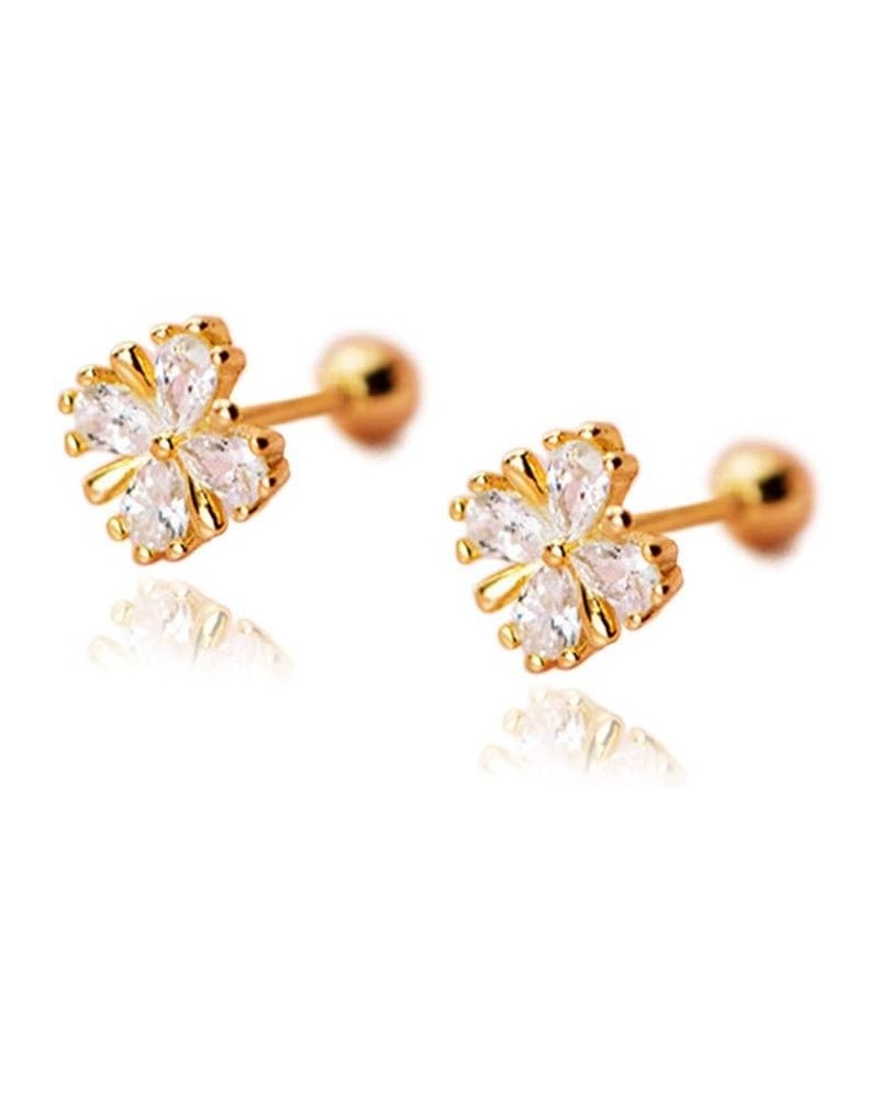 CZ Leaf Flower Stud Earrings 20g Cartilage Tragus for Women Girls Sterling Silver Crystal Diamond Cluster Piercing Ear Dainty...