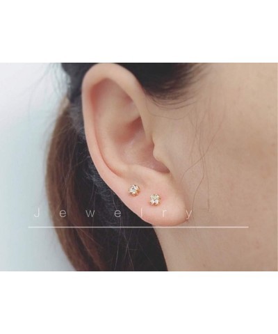 CZ Leaf Flower Stud Earrings 20g Cartilage Tragus for Women Girls Sterling Silver Crystal Diamond Cluster Piercing Ear Dainty...