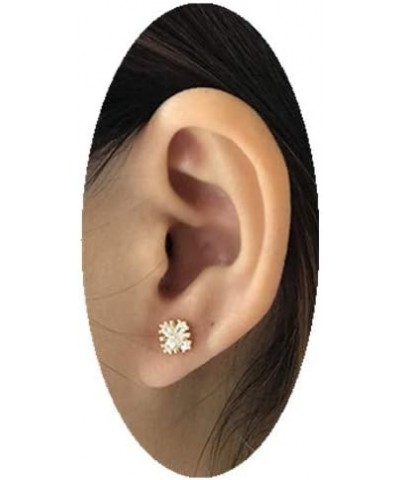 CZ Leaf Flower Stud Earrings 20g Cartilage Tragus for Women Girls Sterling Silver Crystal Diamond Cluster Piercing Ear Dainty...