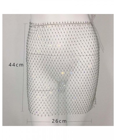 Crystal Mesh Skirts Rhinestone Body Chain Sparkly Elastic Waist Chain Festival Short Skirt Halloween Party Body Jewelry for W...