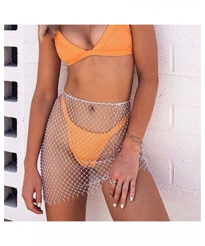 Crystal Mesh Skirts Rhinestone Body Chain Sparkly Elastic Waist Chain Festival Short Skirt Halloween Party Body Jewelry for W...