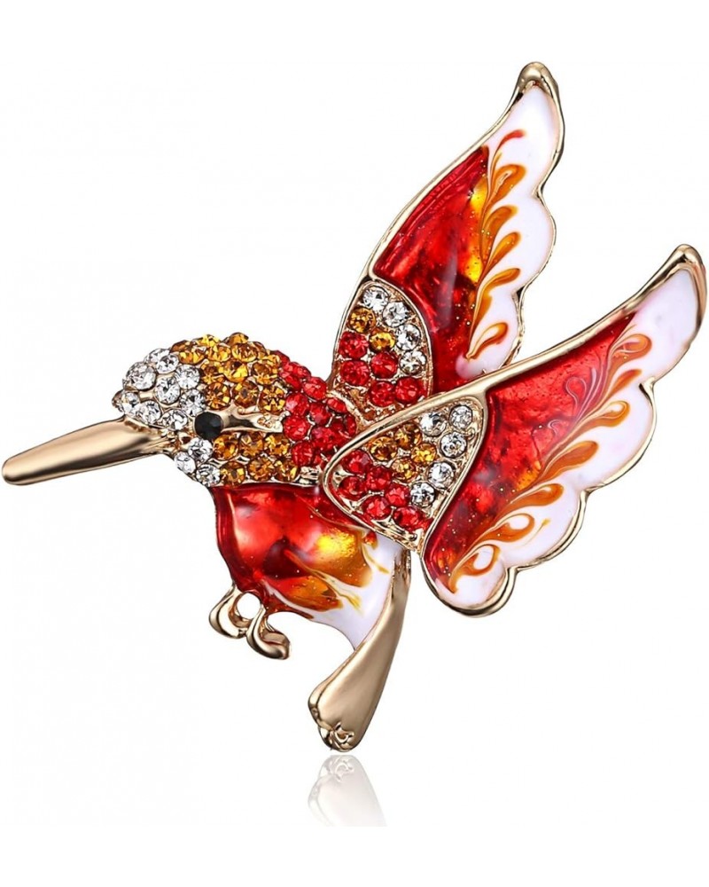 Antique Gold Set Crystal Tone Bird Hummingbird Multi Color Austrian Pin Brooch Jewelry for Women Christmas Gift Red $7.13 Bro...