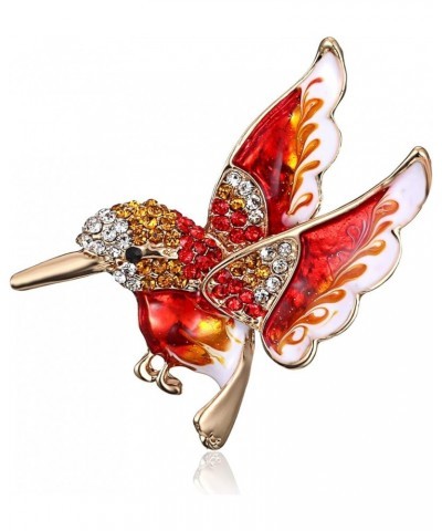 Antique Gold Set Crystal Tone Bird Hummingbird Multi Color Austrian Pin Brooch Jewelry for Women Christmas Gift Red $7.13 Bro...