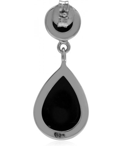 Pear Shape Cabochon 925 Sterling Silver Dangle Drop Post Earrings Jewelry for Women natural black onyx $18.27 Earrings