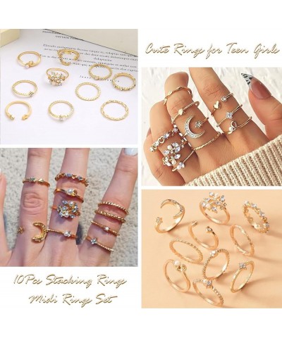 Cute Rings for Teen Girls Gold Stacking Rings for Women Midi Open Rings Set Dainty Jewelry Gifts for Girls D1: rings for teen...