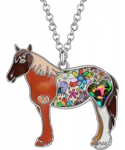 Enamel Running Horse Necklace Pendant Chain Zinc Alloy Animals Lovers Gifts for Girls Coffee $9.59 Pendants