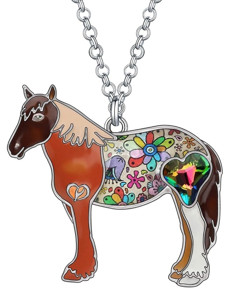 Enamel Running Horse Necklace Pendant Chain Zinc Alloy Animals Lovers Gifts for Girls Coffee $9.59 Pendants