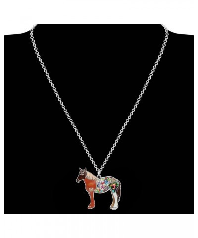 Enamel Running Horse Necklace Pendant Chain Zinc Alloy Animals Lovers Gifts for Girls Coffee $9.59 Pendants